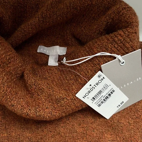 Chelsea 28 Womens Orange Heather Cowl Neck Long Sleeve Pullover Sweater - Picture 6 of 8